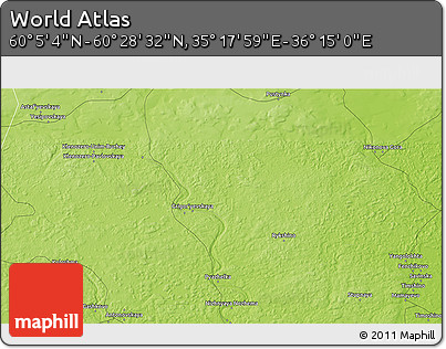 Physical 3D Map of the Area around 60° 16' 48" N, 35° 46' 29" E