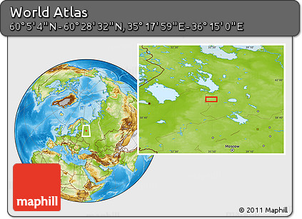 Physical Location Map of the Area around 60° 16' 48" N, 35° 46' 29" E