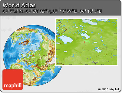 Physical Location Map of the Area around 60° 16' 48" N, 35° 46' 29" E