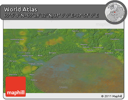 Satellite 3D Map of the Area around 60° 16' 48" N, 37° 28' 30" E