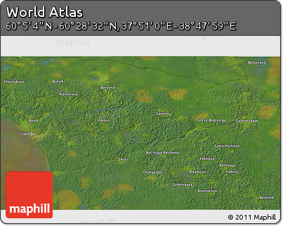 Satellite 3D Map of the Area around 60° 16' 48" N, 38° 19' 30" E