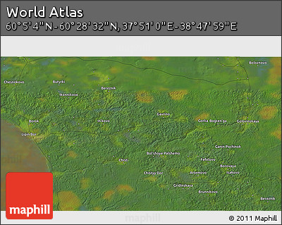 Satellite 3D Map of the Area around 60° 16' 48" N, 38° 19' 30" E