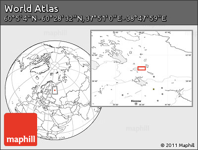 Blank Location Map of the Area around 60° 16' 48" N, 38° 19' 30" E