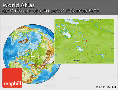 Physical Location Map of the Area around 60° 16' 48" N, 39° 10' 29" E