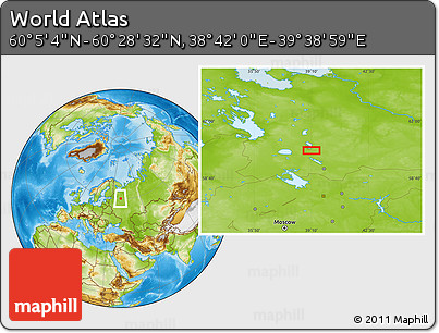 Physical Location Map of the Area around 60° 16' 48" N, 39° 10' 29" E