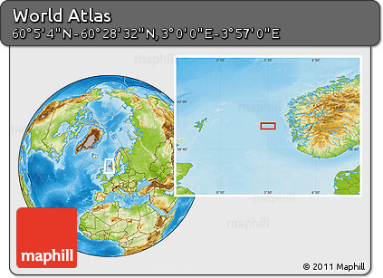 Physical Location Map of the Area around 60° 16' 48" N, 3° 28' 30" E