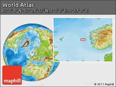Physical Location Map of the Area around 60° 16' 48" N, 3° 28' 30" E