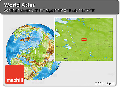 Physical Location Map of the Area around 60° 16' 48" N, 41° 43' 30" E