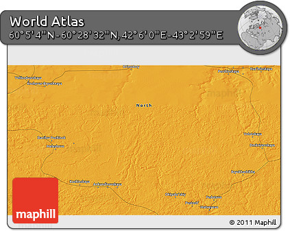 Political 3D Map of the Area around 60° 16' 48" N, 42° 34' 30" E
