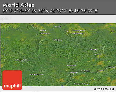 Satellite 3D Map of the Area around 60° 16' 48" N, 43° 25' 29" E