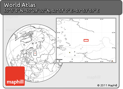 Blank Location Map of the Area around 60° 16' 48" N, 43° 25' 29" E