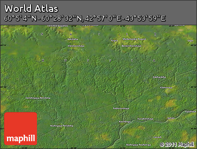 Satellite Map of the Area around 60° 16' 48" N, 43° 25' 29" E