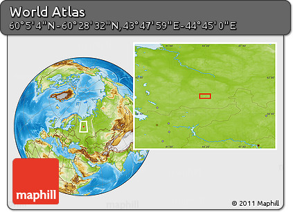 Physical Location Map of the Area around 60° 16' 48" N, 44° 16' 29" E