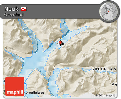 Shaded Relief 3D Map of Nuuk