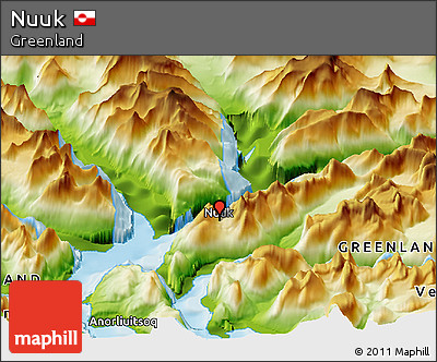 Physical Panoramic Map of Nuuk