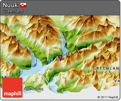 Physical Panoramic Map of Nuuk