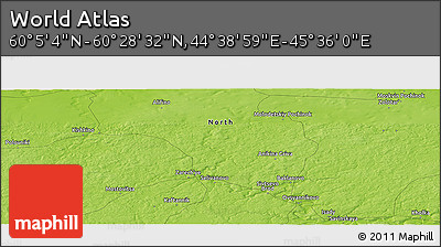 Physical Panoramic Map of the Area around 60° 16' 48" N, 45° 7' 30" E