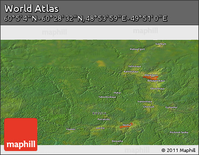 Satellite 3D Map of the Area around 60° 16' 48" N, 49° 22' 30" E