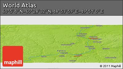 Physical Panoramic Map of the Area around 60° 16' 48" N, 49° 22' 30" E
