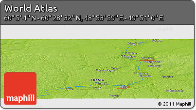 Physical Panoramic Map of the Area around 60° 16' 48" N, 49° 22' 30" E