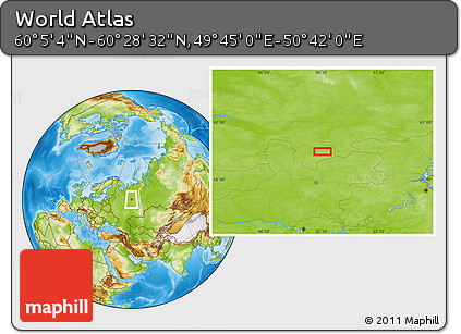 Physical Location Map of the Area around 60° 16' 48" N, 50° 13' 30" E
