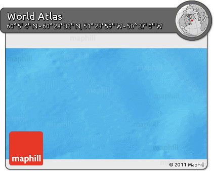 Physical 3D Map of the Area around 60° 16' 48" N, 50° 55' 29" W