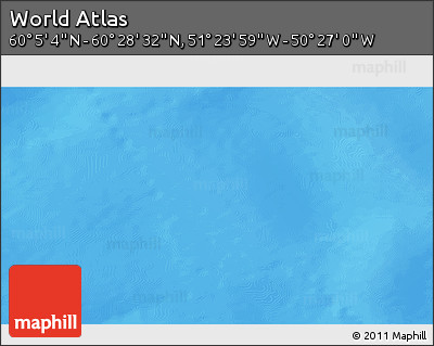 Physical 3D Map of the Area around 60° 16' 48" N, 50° 55' 29" W