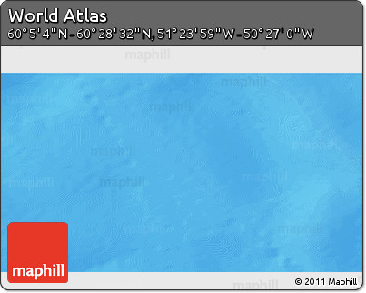 Physical 3D Map of the Area around 60° 16' 48" N, 50° 55' 29" W