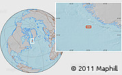 Gray Location Map of the area around 60° 16' 48" N, 50° 55' 29" W, hill shading