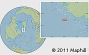 Savanna Style Location Map of the area around 60° 16' 48" N, 50° 55' 29" W, hill shading