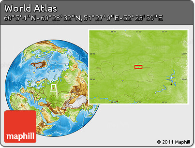 Physical Location Map of the Area around 60° 16' 48" N, 51° 55' 29" E