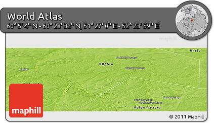 Physical Panoramic Map of the Area around 60° 16' 48" N, 51° 55' 29" E