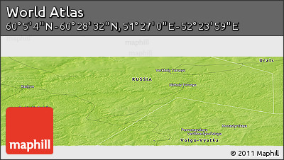 Physical Panoramic Map of the Area around 60° 16' 48" N, 51° 55' 29" E