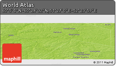 Physical Panoramic Map of the Area around 60° 16' 48" N, 51° 55' 29" E