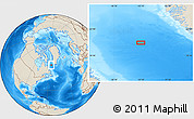 Shaded Relief Location Map of the area around 60° 16' 48" N, 55° 10' 29" W