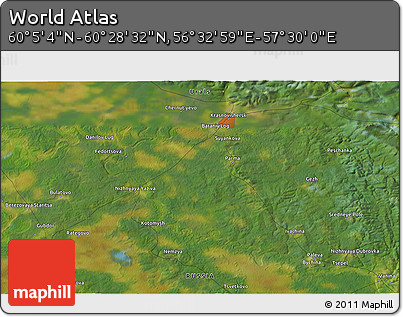 Satellite 3D Map of the Area around 60° 16' 48" N, 57° 1' 29" E