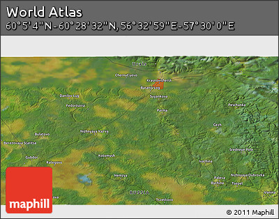 Satellite 3D Map of the Area around 60° 16' 48" N, 57° 1' 29" E