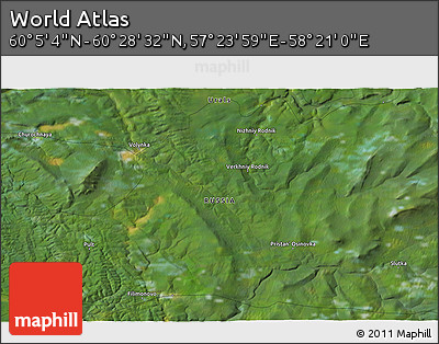 Satellite 3D Map of the Area around 60° 16' 48" N, 57° 52' 30" E