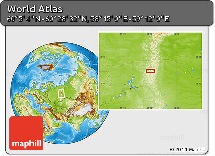 Physical Location Map of the Area around 60° 16' 48" N, 58° 43' 30" E
