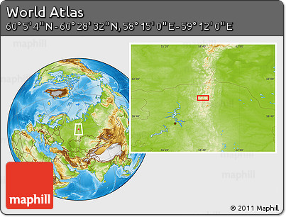 Physical Location Map of the Area around 60° 16' 48" N, 58° 43' 30" E