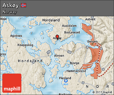 Shaded Relief Map of Askøy