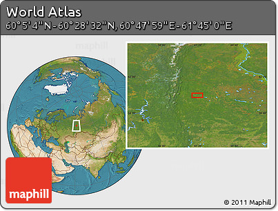 Satellite Location Map of the Area around 60° 16' 48" N, 61° 16' 29" E