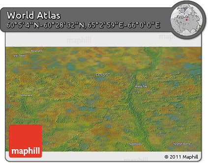 Satellite 3D Map of the Area around 60° 16' 48" N, 65° 31' 30" E