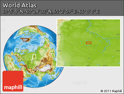 Physical Location Map of the Area around 60° 16' 48" N, 65° 31' 30" E
