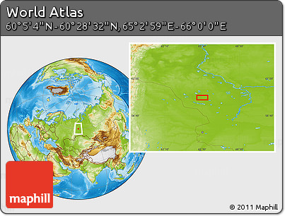 Physical Location Map of the Area around 60° 16' 48" N, 65° 31' 30" E