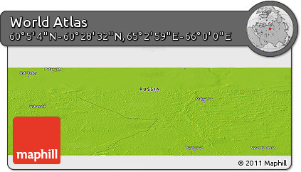 Physical Panoramic Map of the Area around 60° 16' 48" N, 65° 31' 30" E