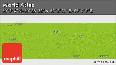 Physical Panoramic Map of the Area around 60° 16' 48" N, 65° 31' 30" E