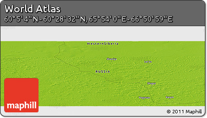 Physical Panoramic Map of the Area around 60° 16' 48" N, 66° 22' 30" E