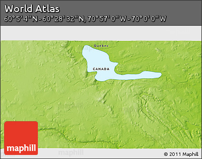 Physical 3D Map of the Area around 60° 16' 48" N, 70° 28' 29" W