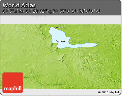 Physical 3D Map of the Area around 60° 16' 48" N, 70° 28' 29" W
